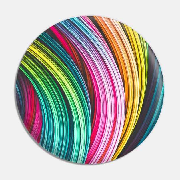 Colorful Abstract Art Strands. Circle Crop Pin by love-fi