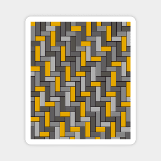 Geometric Tiles in Grey and Mustard Yellow Magnet