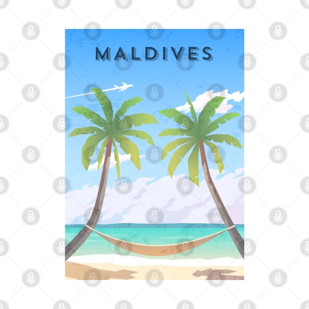 Maldives. Retro travel poster by GreekTavern