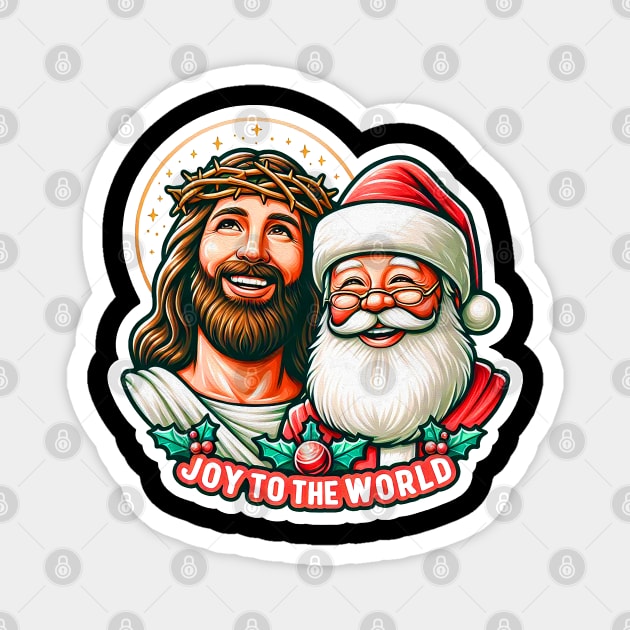 Joy To The World Jesus Santa Claus Merry Christmas Magnet by Plushism