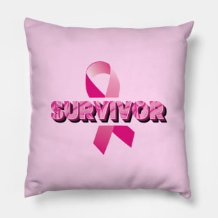 Pink Ribbon for Breast Cancer Awareness - Survivor Pillow