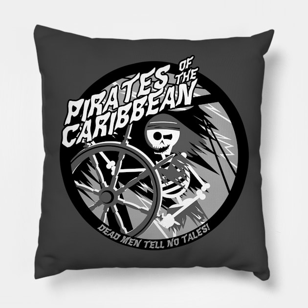 Pirates of the Caribbean (black and white) Pillow by brodiehbrockie