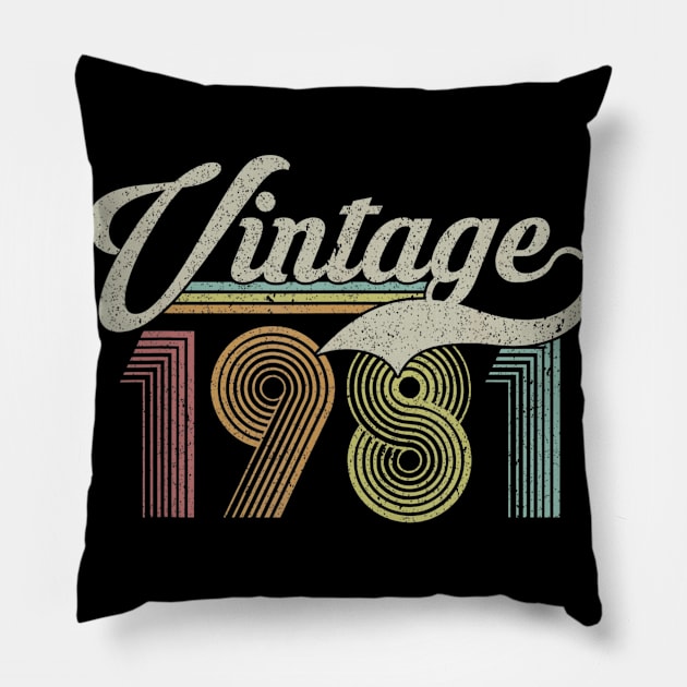 39 Years Old Vintage Retro Classic 1981 39th Birthday Gifts Pillow by bummersempre66