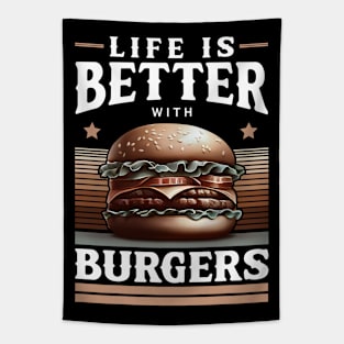 Life Is Better With Burgers – Fast Food Grill Saying Tapestry