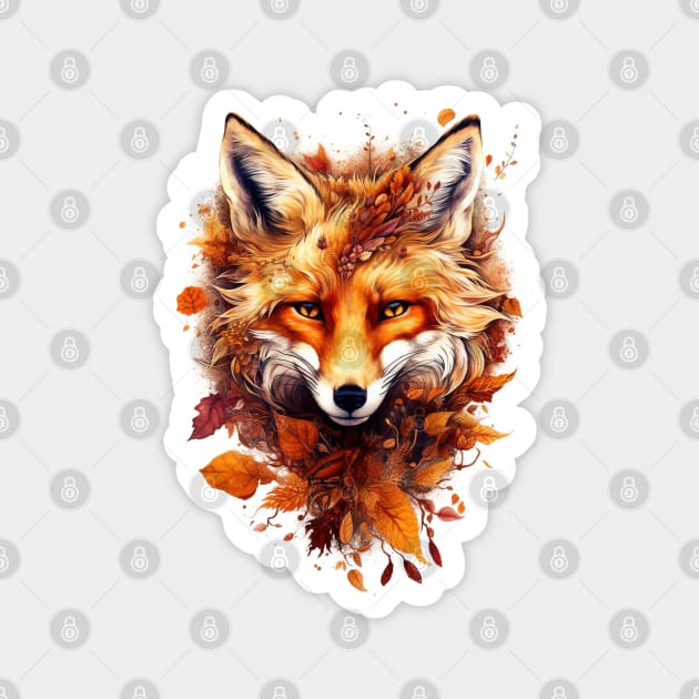 Cute Autumn Fox Magnet by Salogwyn