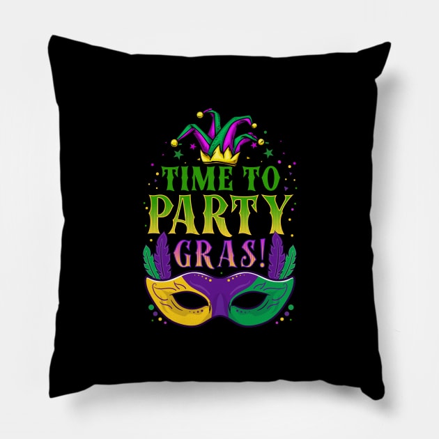 Time To Party Gras - Mardi Gras Beads Gift Pillow by biNutz