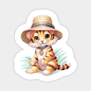 Bengal Tiger in Straw Hat Magnet