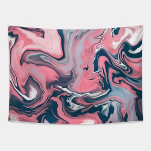 Shades of Moody Pink and Blue Aesthetic Marble Pattern Tapestry