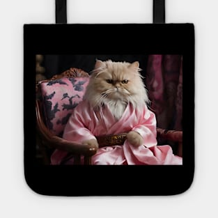 Persian Cat in Luxurious Pink Robe Tote