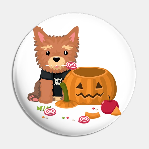 Halloween Yorkshire Terrier Dog Art Pin by ShadeDesign