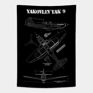 Yakovlev Yak-9 | World War 2 Plane Blueprint Tapestry