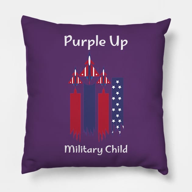 Purple Up Military Child USAir Force T-Shirt Pillow by Fentazia Design