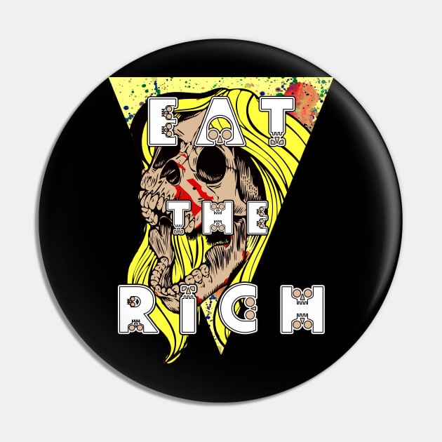 Eat the Rich Blonde Zombie Skull Karen Pin by Glass Table Designs