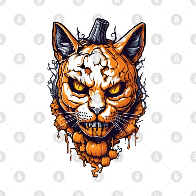 Pumpkin head Halloween cat by Nunae_Designs