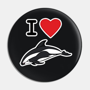 I Love Hourglass Dolphins Pin