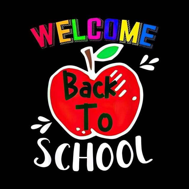 Welcome Back To School Red Apple Happy First Day Of School by cogemma.art