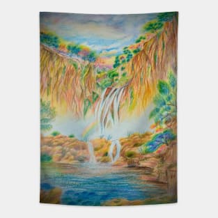Rainbow in the waterfalls Tapestry