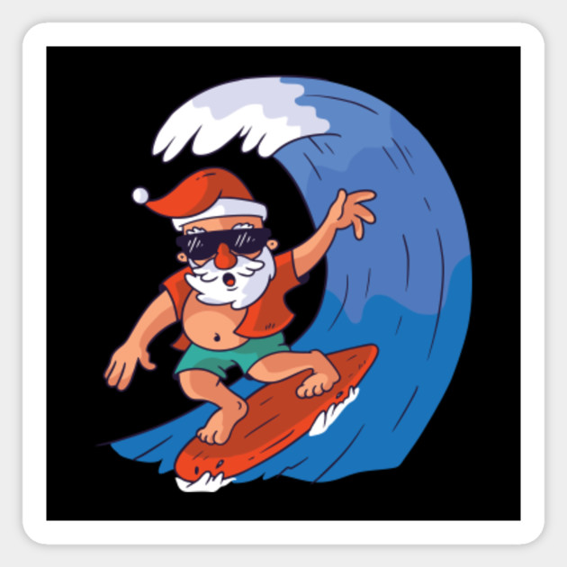 Surfing Santa Claus On Surfboard Surfing Santa Claus On