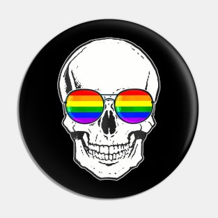 Gay Pride Lgbt Skull With Rainbow Sunglasses Pin