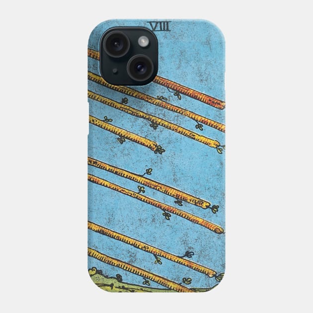 Eight of wands tarot card (distressed) Phone Case by Nate's World of Tees