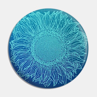 Aqua Blue Sunflower Pin