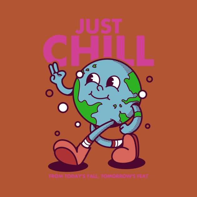Just Chill, Vintage Character Globe Cartoon by FlashCraft.co