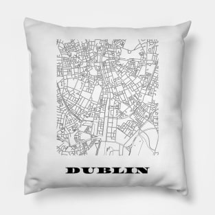 Map of Dublin, Ireland Minimalist Line Drawing Pillow