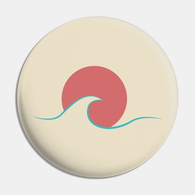 Abstract sunset and wave Pin by JDP Designs