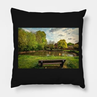 A Seat By The Village Pond Pillow