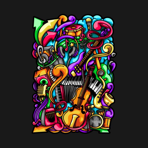 Music Doodle Illustration by Kincrevstudio