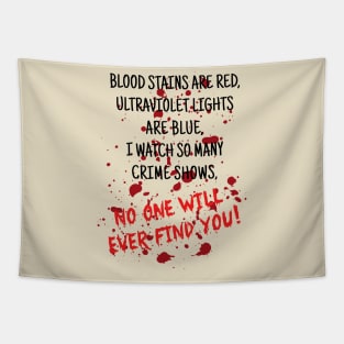 Blood Stains are Red Ultraviolet Lights are Blue Tapestry