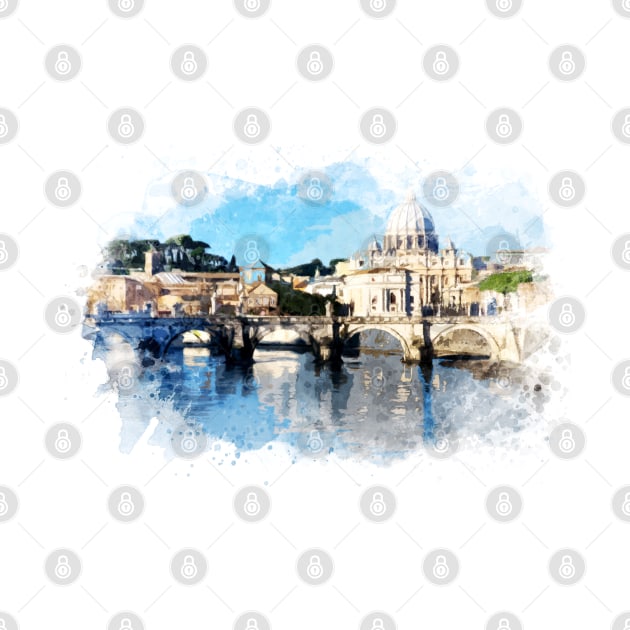 Amazing ROME Italy Landscape City Souvenir Painting by Naumovski