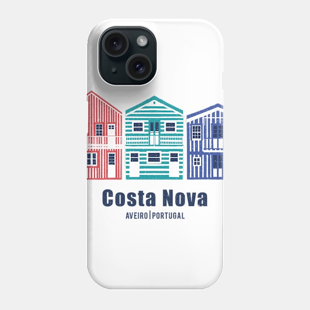 Colourful Portuguese houses // illo // yellow red blue and teal Costa Nova inspired houses Phone Case by SelmaCardoso