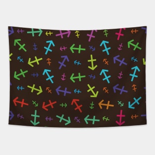 Pattern Sagittarius Zodiac Sign Horoscope Astrology Symbol Brown Tapestry