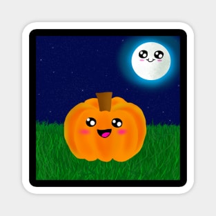 Cute Little Pumpkin and the Moon! Magnet