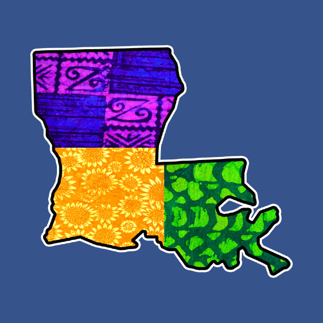Disover Mardi Gras Vintage Louisiana State Map - Louisiana Roots - T-Shirt