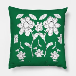 Sketched Flower Pattern (black and white) Pillow