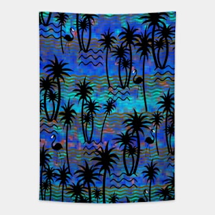 BLUE Tropical Palm Trees Tapestry
