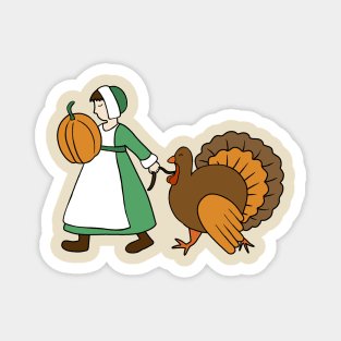 Thanksgiving Pilgrim and Turkey Magnet