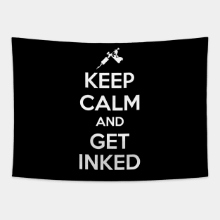 Keep calm and get inked (black) Tapestry