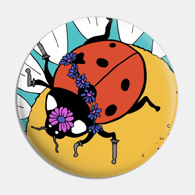 Fancy Ladybug Loves Flowers Especially This Daisy Pin by Otter-Grotto