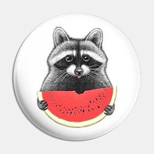 Raccoon eating watermelon Pin