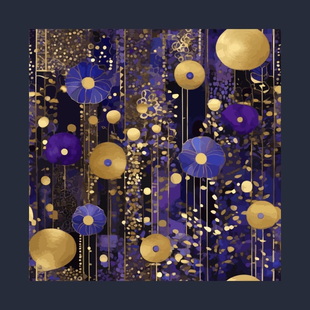 Blue and Gold Abstract Flower Garden After Klimt by bragova