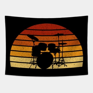 Vintage Sunset Drumming Gift For Drummers And Percussionists Tapestry