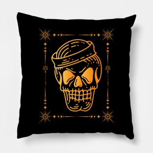 mystic esoteric skull with hand staff Pillow