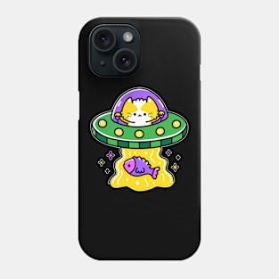 Alien Cat - Funny UFO Abduction Space Joke Cat Flying Saucer Phone Case