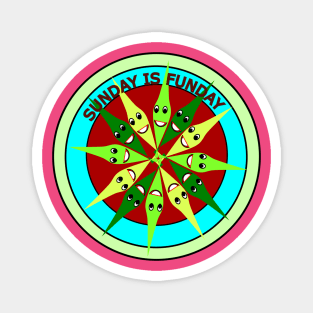 Sunday is funday funny smiley face leaves mandala design Magnet