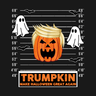 Trumpkin Make Halloween Great Again Funny Halloween Trump 2024 Never Surrender Mug shot T-Shirt