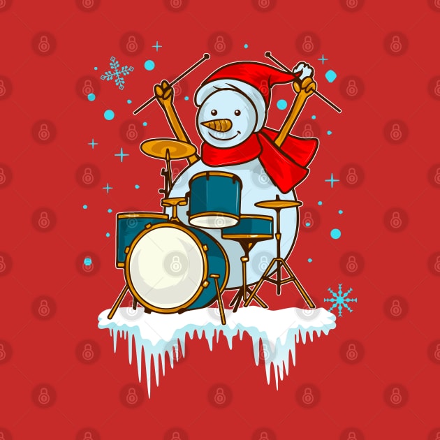 Christmas Snowman Drummer Drums Drumming Percussion by E