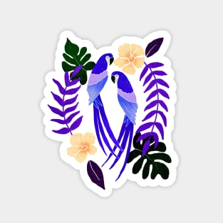 Purple tropical parrots Magnet